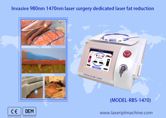 ไฟเบอร์เลเซอร์ลดไขมันเครื่องเลเซอร์ไดโอดแบบพกพา 980nm 1470nm Optical Laser