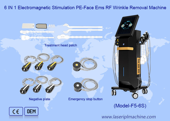 6 IN 1 เครื่องกระตุ้นไฟฟ้าแม่เหล็ก EMS RF การปั้นใบหน้า EMRF
