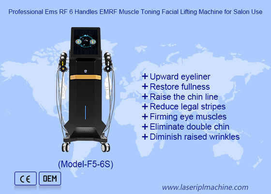 6 IN 1 เครื่องกระตุ้นไฟฟ้าแม่เหล็ก EMS RF การปั้นใบหน้า EMRF