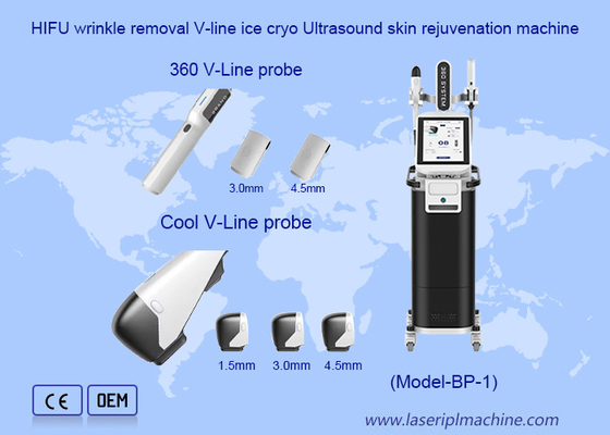 HIFU เครื่องกําจัดริ้วรอย V Line Ice Cryo Ultrasound เครื่องเยียวยาผิว