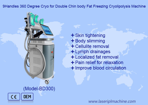 9Handles 360 องศา Cryo สําหรับกระสาบสองร่างกายไขมัน Freezing Cryolipolysis เครื่อง