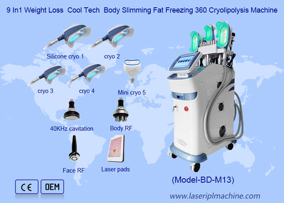 9 In1 ลดน้ําหนัก Cool Tech ร่างกายลดน้ําหนักไขมัน Freezing 360 เครื่อง Cryolipolysis