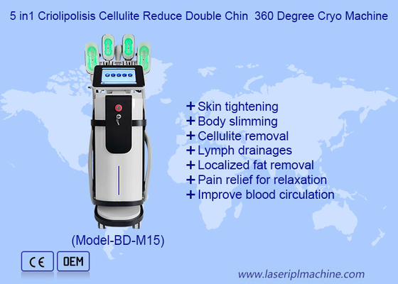 5 in1 Criolipolisis เซลูไลท์ ลด Double Chin เครื่อง Cryo 360 องศา