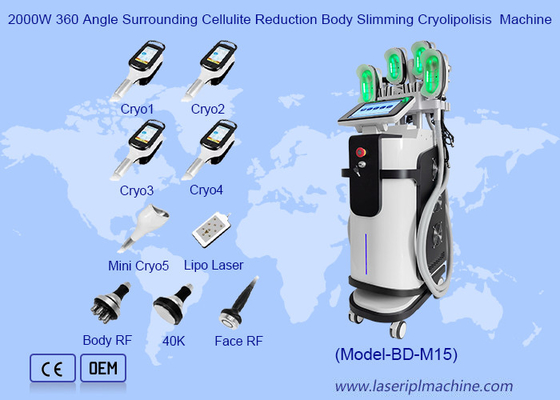 2000W 360 มุมล้อมล้อม ลดเซลลูไลท์ เครื่อง Cryolipolisis ลดน้ําหนัก