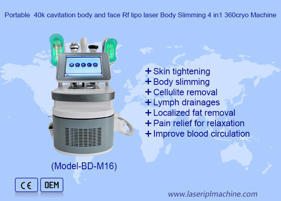 พกพา 40k cavitation ร่างกายและใบหน้า Rf ไลโปเลเซอร์ ร่างกาย Slimming 4in1 360cryo เครื่อง
