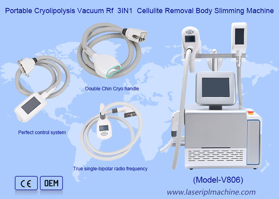 เครื่องลดน้ําหนักสําหรับการกําจัดเซลลูไลท์แบบพกพา Cryolipolysis Vacuum Rf 3IN1