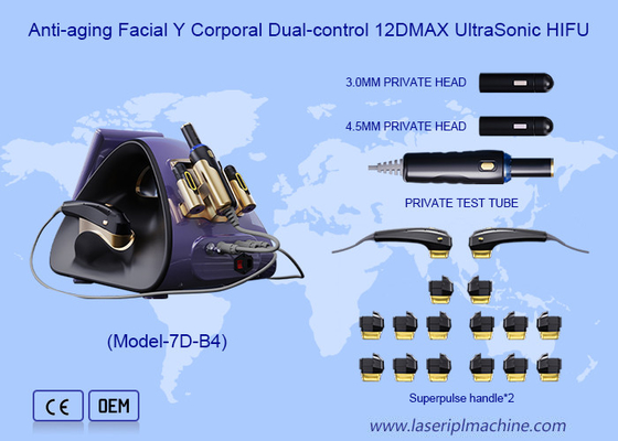 หน้า Y ร่างกายผิวกระชับ รีดาร์สลัก Anti Aging การควบคุมคู่ 12DMax Hifu เครื่อง