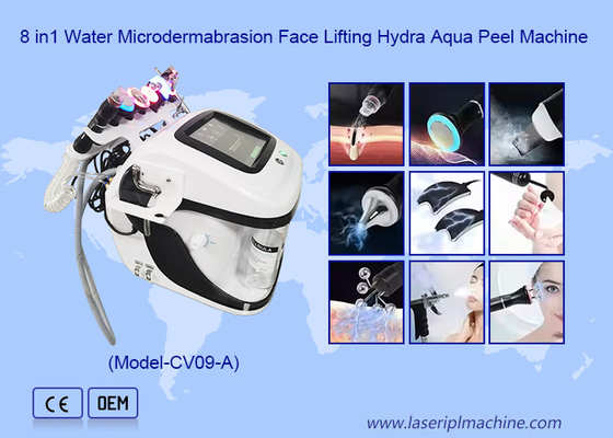 8 ใน 1 การทําความสะอาดใบหน้าลึก การยกใบหน้าหลายฟังก์ชัน RF Microdermabrasion Hydro เครื่องหน้า