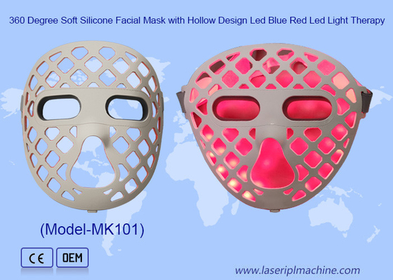 Hollow Out Design ซิลิโคนอ่อน สีน้ําเงิน สีแดง สีเหลือง การรักษาแสง LED หน้ากาก