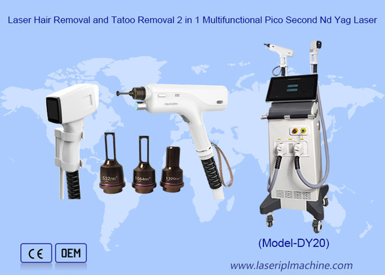 2in1 Nd Yag Pico เครื่องกําจัดรอยสักด้วยเลเซอร์แบบถาวร 755 1064 808nm Ice Diode Laser Hair Removal Machine