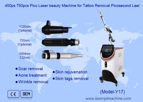 450ps 750pcs เครื่องสวย Pico Laser สําหรับการกําจัดรอยสัก Picosecond Laser