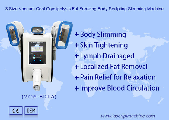 3 ขนาด วาคิวัมเย็น Cryolipolysis ไขมันแช่แข็ง เครื่องปั้นร่างกาย Slimming