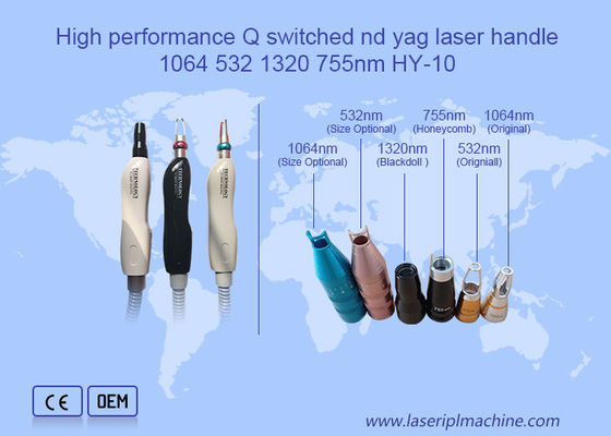 1064 532 1320 755nm การเยียวยาผิว Q เปลี่ยน Nd Yag แฮนเลเซอร์