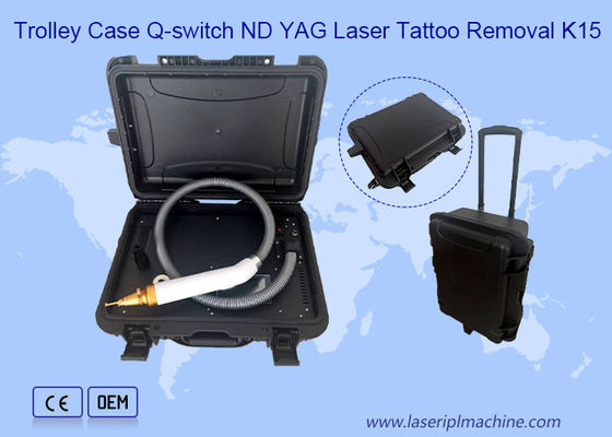 โครงการ Trolley Case 1064nm 532nm 1320nm Q Switch Nd Yag เครื่องกําจัดรอยสักเลเซอร์