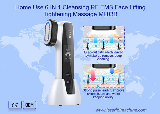 6 IN 1 ทำความสะอาดอุปกรณ์ความงาม RF Ems นวดยกกระชับใบหน้า