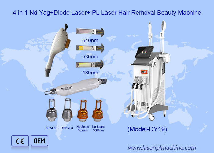 3 IN 1 Nd Yag 808nm Diode Laser Hair Tattoo Removal IPL เครื่องรักษาสิว