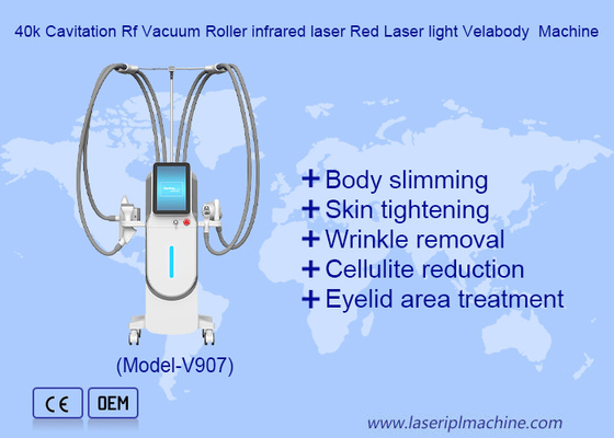 360 Rotating Vacuum RF 40K Cavitation สําหรับร่างกายการออกรูปร่าง เครื่องตัดไขมันท้อง Velaslim