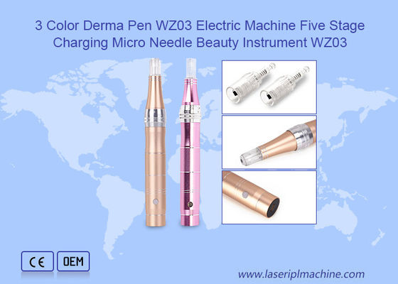 ราคาดี 3 สี Derma Pen เครื่องไฟฟ้า 5 ขั้นตอน ชาร์จไมโครเข็ม เครื่องประกอบความงาม ออนไลน์